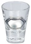 Shot Glass with Pewter Engraving Panel Mastergrave engravable gifts Shot Glass with Pewter Engraving Panel Mastergrave engravable gifts
