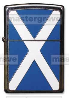 Brushed Chrome Zippo with Scotland Flag Emblem  