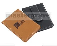 Leather look card holder available in black or brown. 