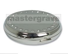 Round Compact Mirror with Crystals (Flat top and easy to engrave GG26C) 