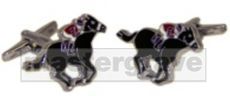 *New* Black Race Horse Rhodium Plated Cufflinks (NCUFF15) 