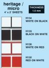 Micro laminate in White on Black,Black on White,White on Red,Red on White