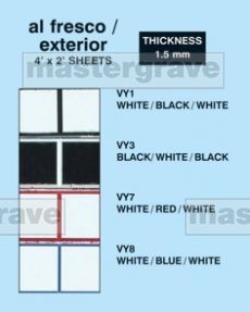 Laminate in white/black/white,black/white/black,white/red/white,red/white/red